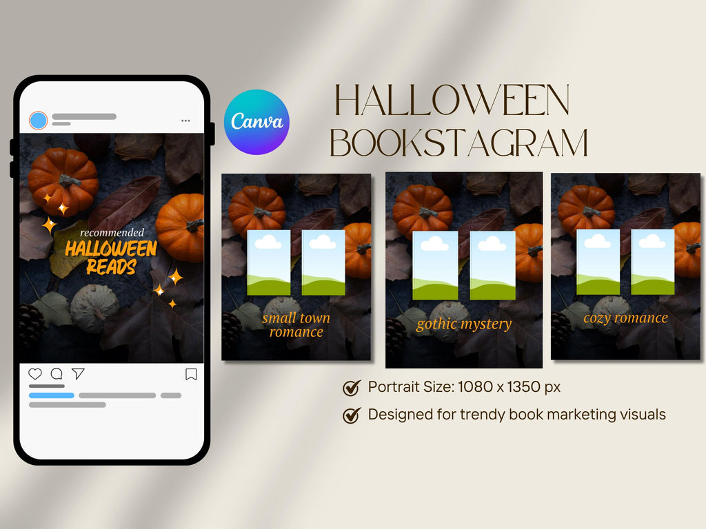 Halloween Bookstagram Canva Template Autumn Reading Instagram Carousel Book Haul TBR Book Recs Template Cozy Aesthetic Book Blogger