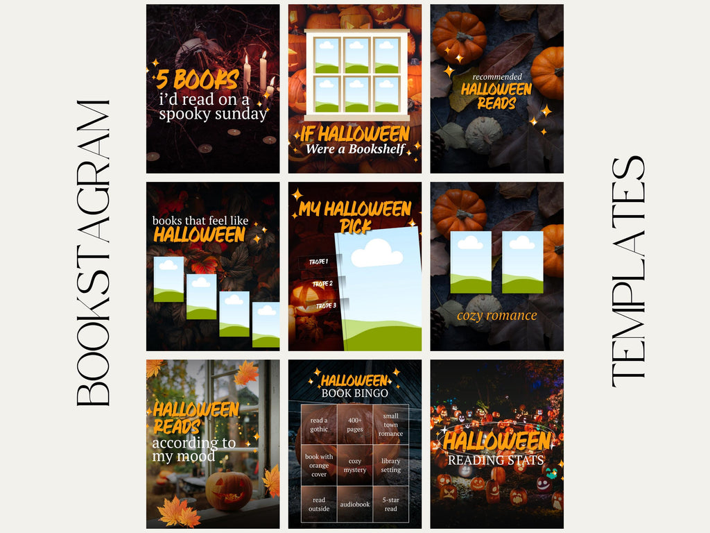 Halloween Bookstagram Canva Template Autumn Reading Instagram Carousel Book Haul TBR Book Recs Template Cozy Aesthetic Book Blogger