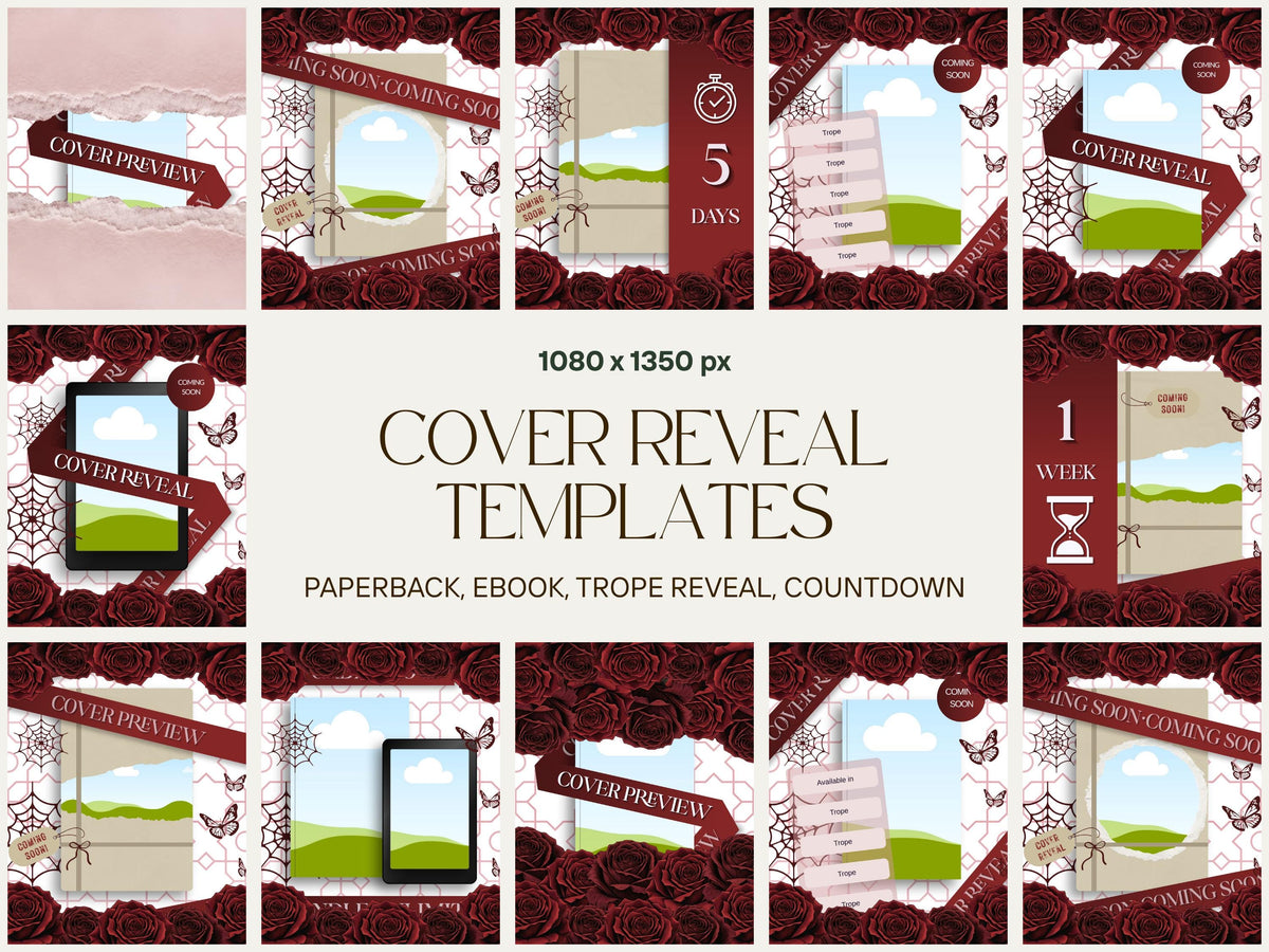 Dark Romance Book Launch Cover Reveal Instagram Template for Authors Canva Marketing Promo Bookstagram Debut 6x9in