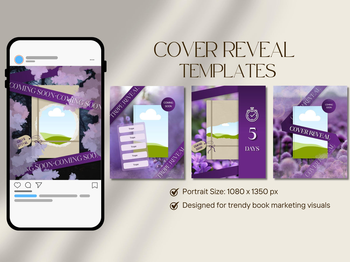 Fantasy Book Launch Cover Reveal Instagram Template for Authors Canva Marketing Promo Bookstagram Debut 6x9in