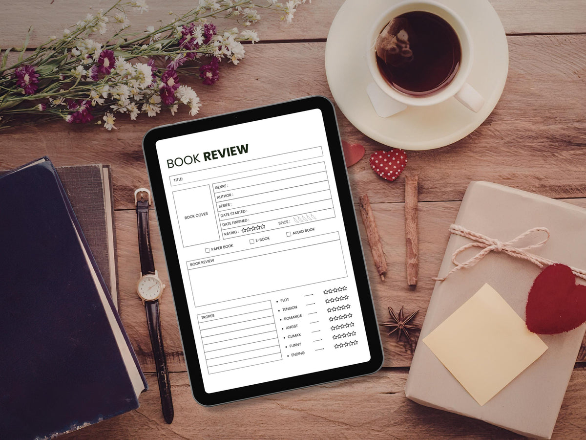 Printable Book Review Template: Reading Journal, Reading Log, Book Tracker, Book Challenge PDF Download Letter A4 A5