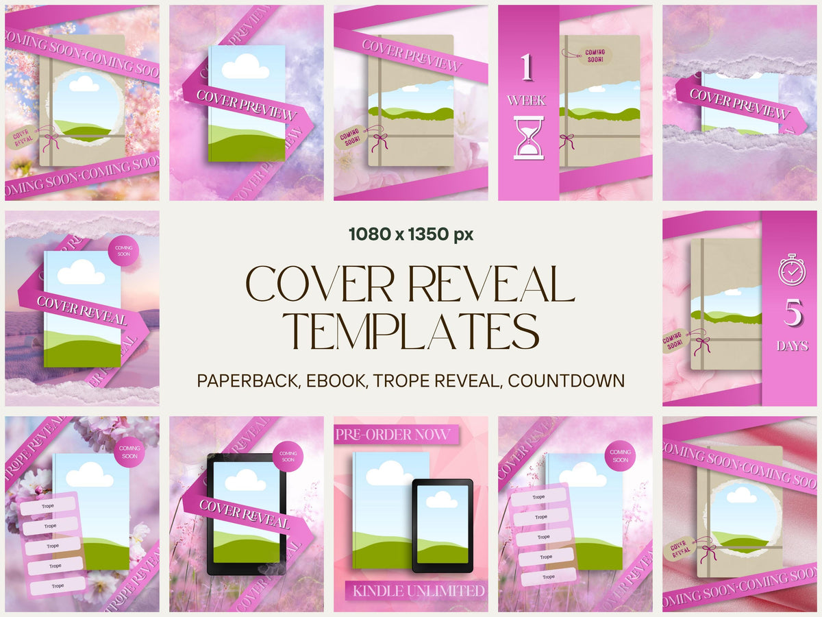 Romance Book Launch Cover Reveal Instagram Template for Authors Canva Marketing Promo Bookstagram Debut 6x9in