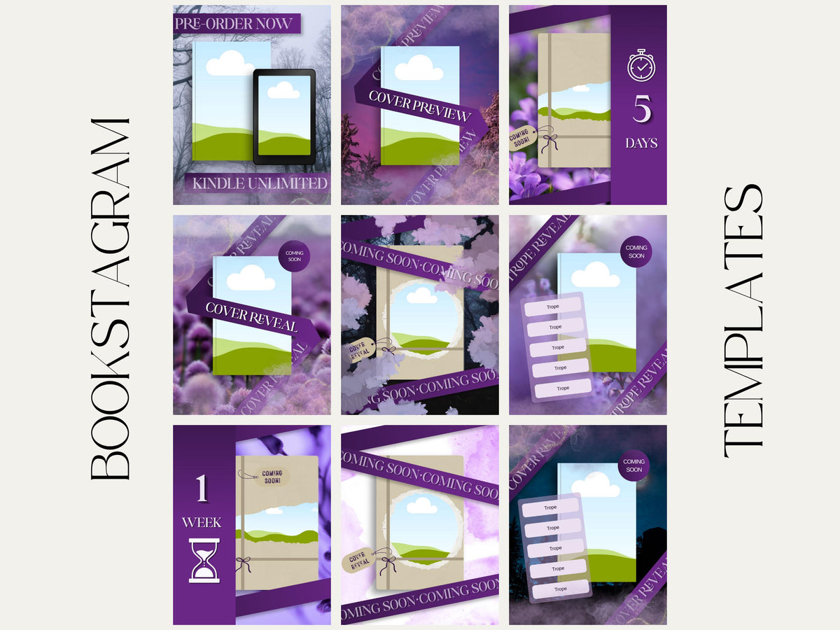 Fantasy Book Launch Cover Reveal Instagram Template for Authors Canva Marketing Promo Bookstagram Debut 6x9in