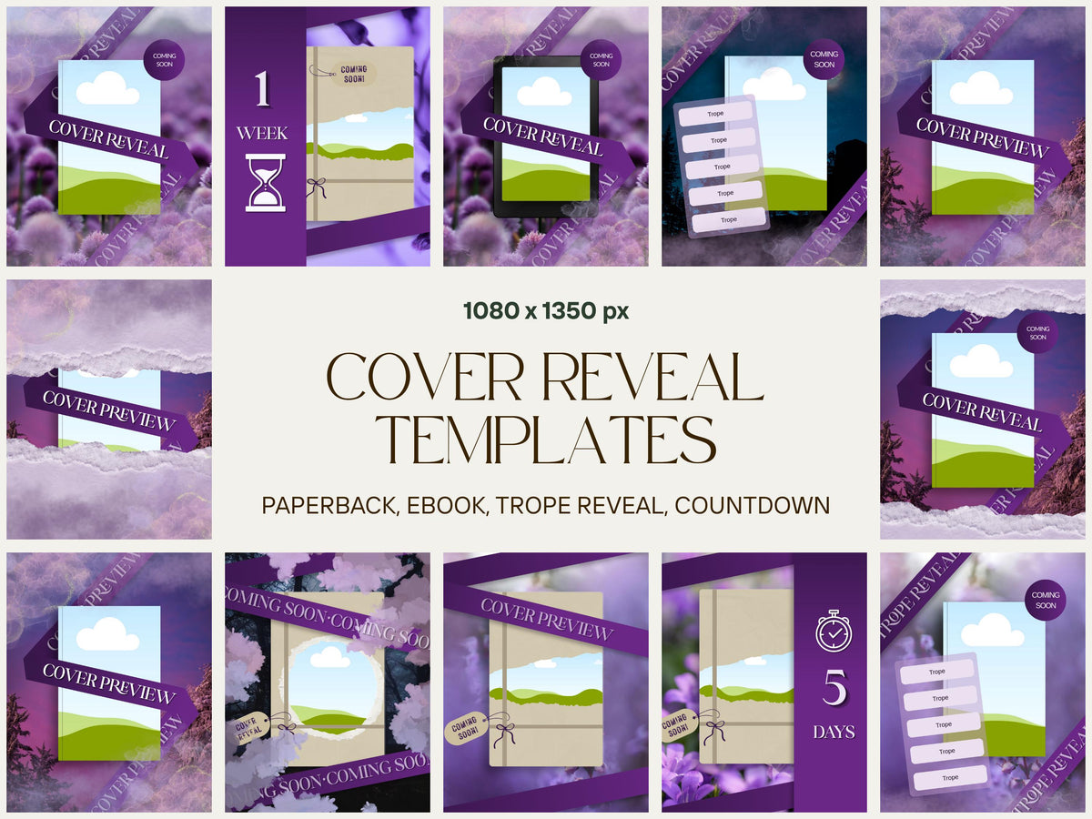 Fantasy Book Launch Cover Reveal Instagram Template for Authors Canva Marketing Promo Bookstagram Debut 6x9in
