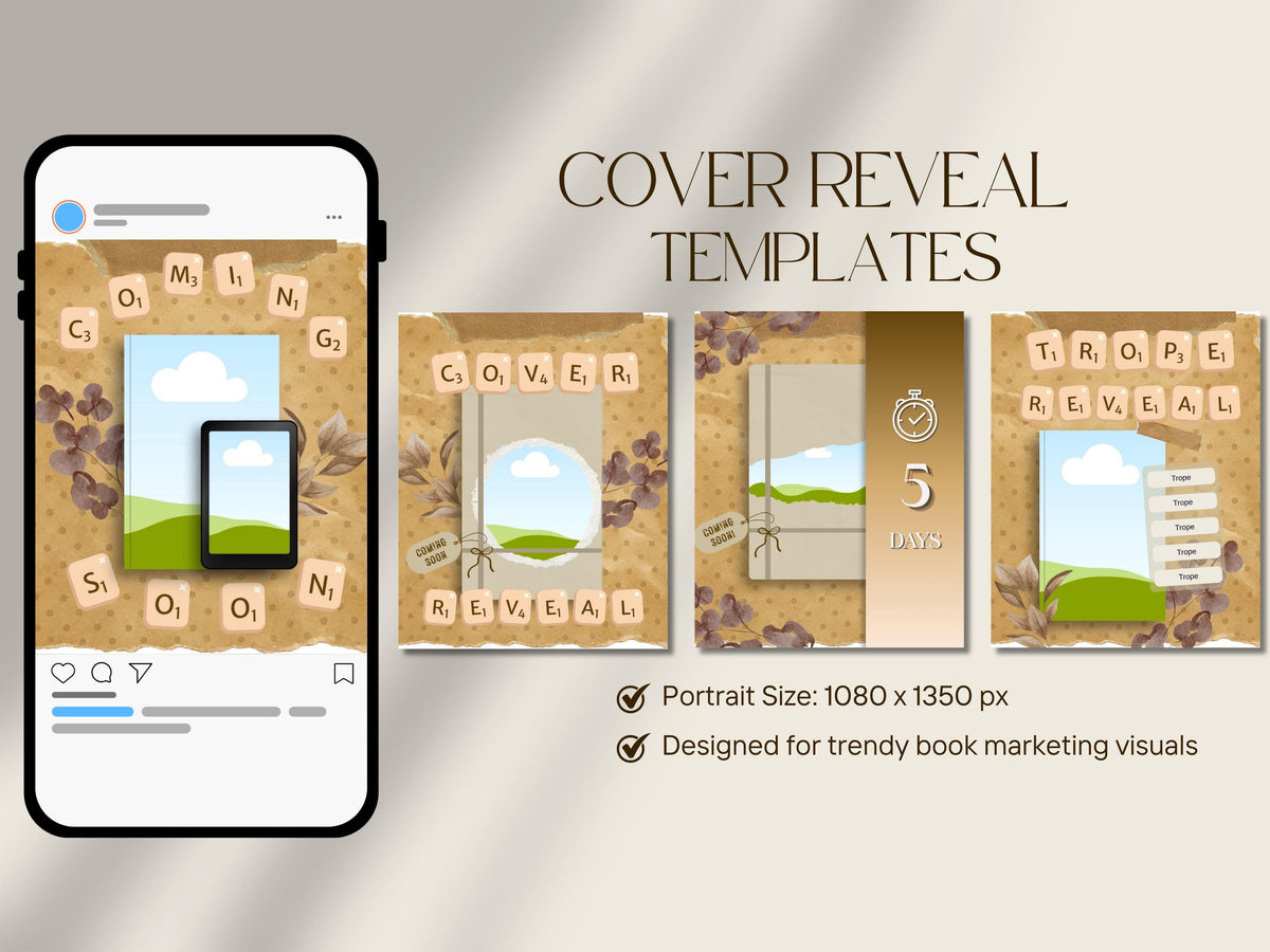 Book Launch Cover Reveal Instagram Template for Authors Canva Marketing Promo Bookstagram Debut 6x9in