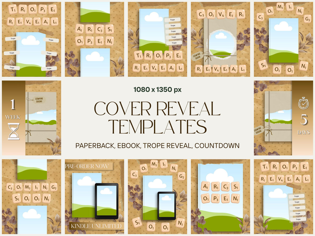 Book Launch Cover Reveal Instagram Template for Authors Canva Marketing Promo Bookstagram Debut 6x9in