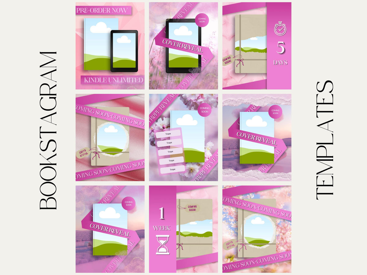 Romance Book Launch Cover Reveal Instagram Template for Authors Canva Marketing Promo Bookstagram Debut 6x9in