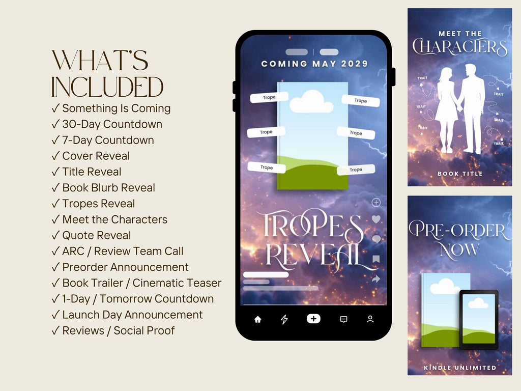 Book Launch Reel Kit, Canva Reels for Authors, Book Marketing, Book Launch, Book Trailer, Romance Fantasy, Romantasy