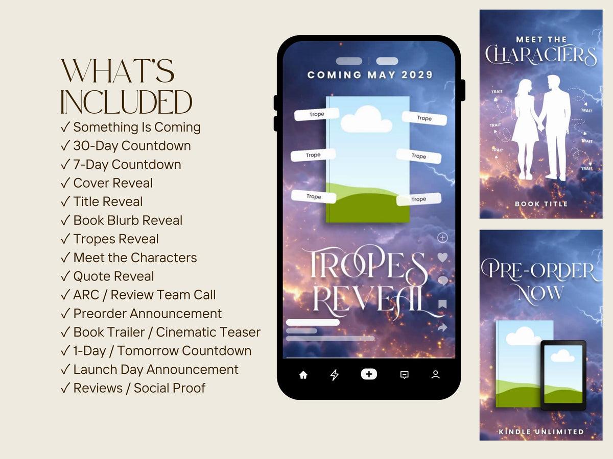 Book Launch Reel Kit, Canva Reels for Authors, Book Marketing, Book Launch, Book Trailer, Romance Fantasy, Romantasy