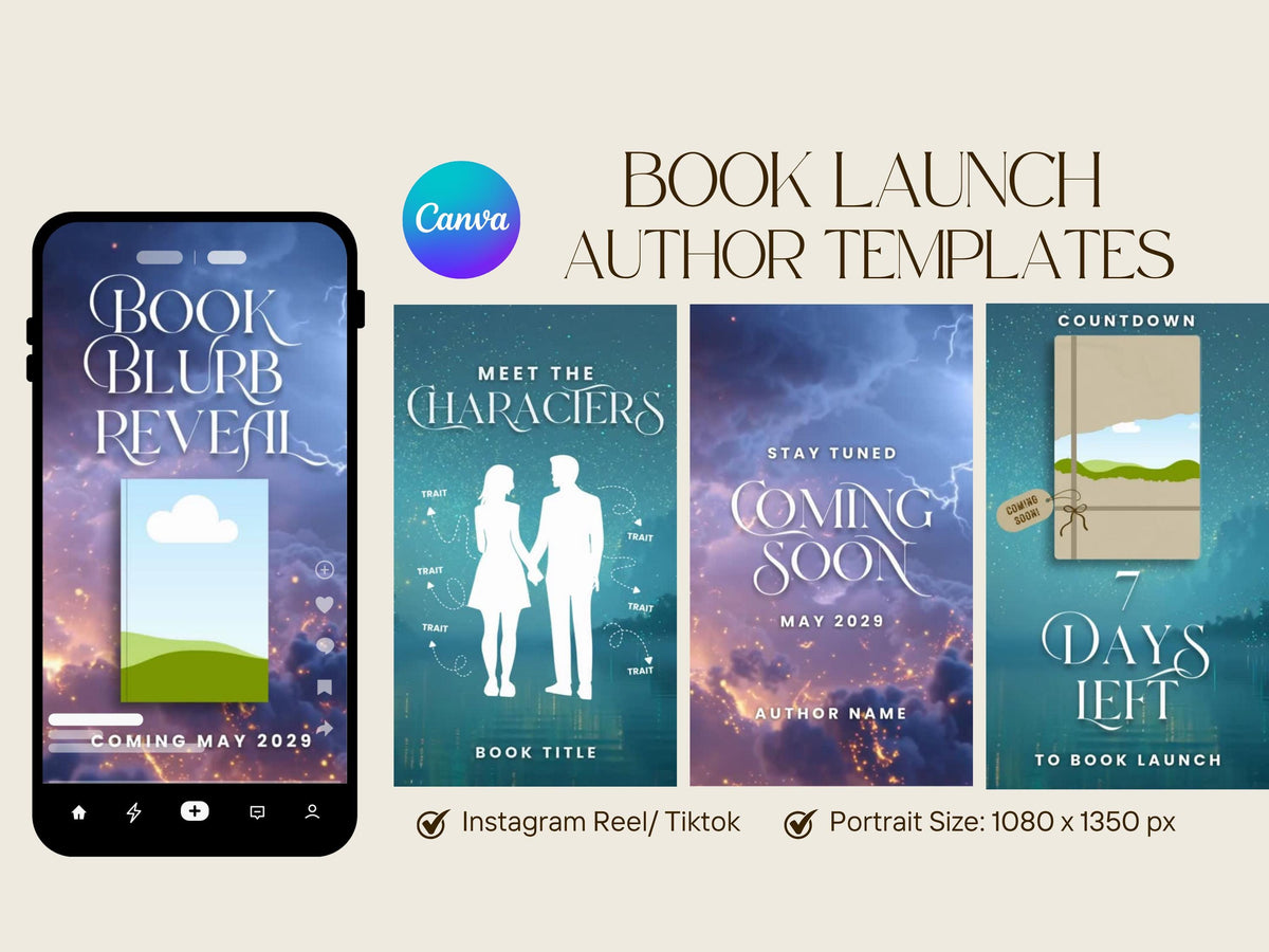 Book Launch Reel Kit, Canva Reels for Authors, Book Marketing, Book Launch, Book Trailer, Romance Fantasy, Romantasy