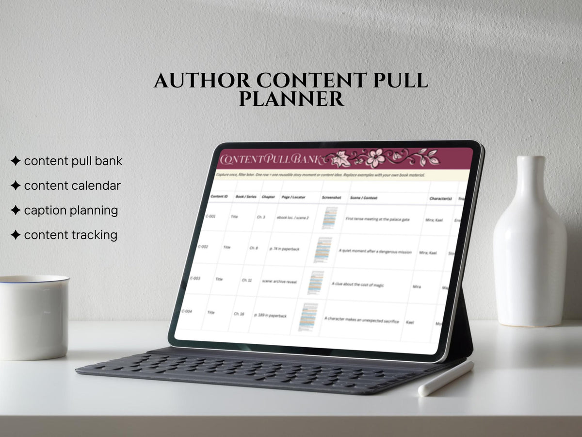 Author Content Pull Planner Canva Sheets, Book Marketing Content Bank, Social Media Planner for Authors, Instagram Content Tracker